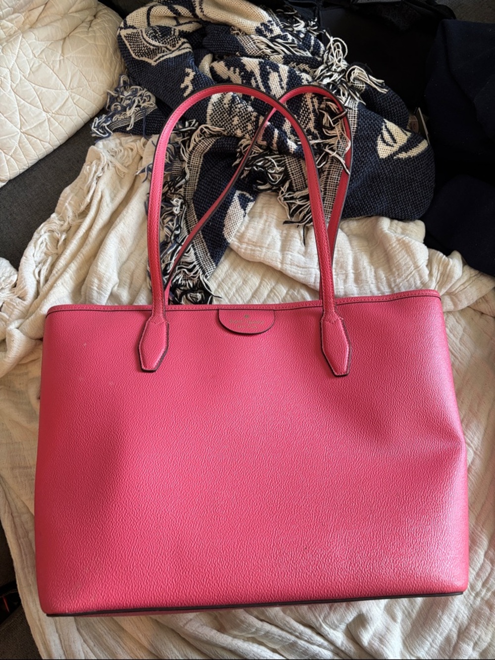 Pink Kate Spade Leather Tote Bag Purse